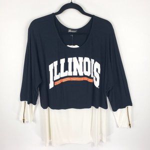 NWT Gameday Couture Illinois White Black Shirt XL